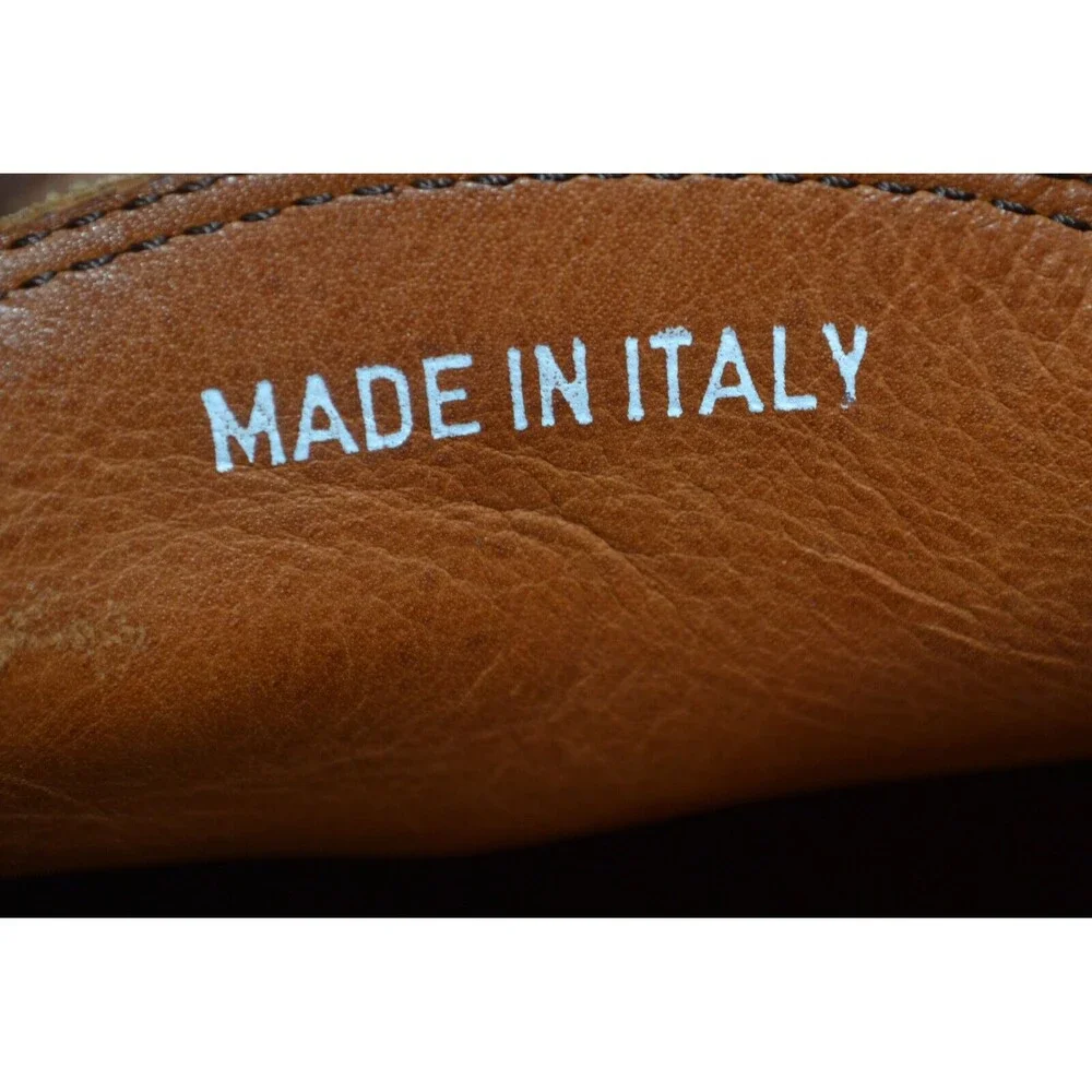 Men's Massimo Matteo Italy 10.5 M Brown Leather Oxford Slip on Dress Shoes‎ 7741